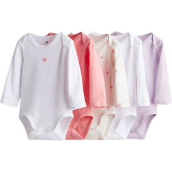 H&M Baby's Long Sleeved Bodysuit 5-pack - Pink/Hearts