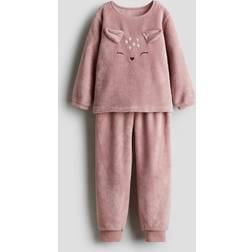 H&M Appliquéd Pile Pyjamas - Dusty Pink/Reindeer (1248674001)