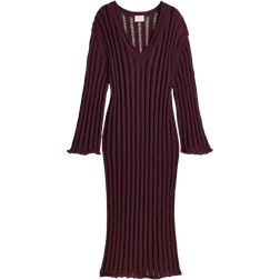 H&M Ribbed Knit Dress - Wine Red