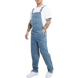 boohooMAN Relaxed Fit Dungarees With Zip Hem - Grey