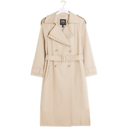 River Island Petite Double Collar Belted Trench Coat - Beige