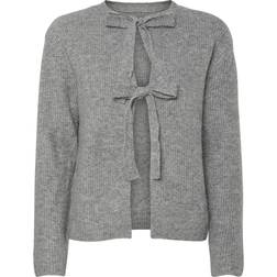 Pieces Silly Tie Cardigan - Medium Grey Melange