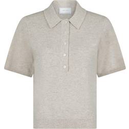 Neo Noir Gracie Knit Polo Tee - Sand Melange