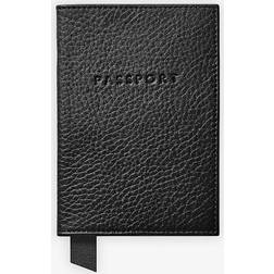 Aspinal of London Black Logo-print Grained-leather Passport Cover