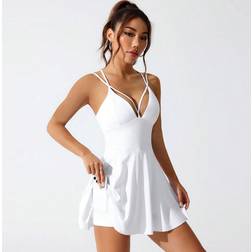 Shein Einfarbiges ärmelloses Sommerkleid mit Cut-Outs, Spaghettiträgern und rückenfreiem Design für Sport