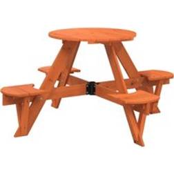 vidaXL Picnic Table For 4 Kids With Umbrella Hole Round Solid Wood Fir