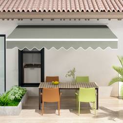 LivingAndHome Manual Retractable Patio Awning - Grey 250 cm