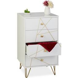 Relaxdays Storage Cabinet Liiving Room White/Gold Comò 48x86cm