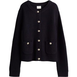 H&M Rib Knit Cardigan - Navy Blue