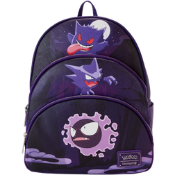 Loungefly Pokemon Gengar Evolution Triple Pocket Mini Backpack - Dark Purple