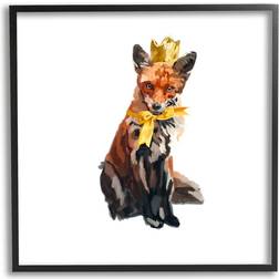 Stupell Industries Royal Fox With Crown Black Framed Art 24x24"