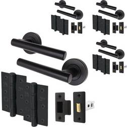 Afit Afit Matt Black Door Handle Latch Set 64 mm 76 mm Olvera Range