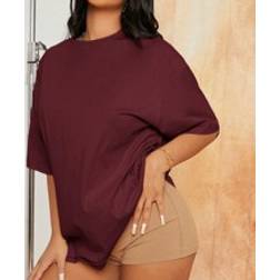Shein Women's Casual Crew Neck Loose Fit Solid Color All-Match Trendy T-Shirt