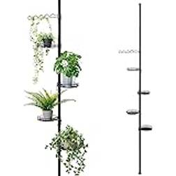 Bremermann Blomhylla Med Teleskopfunktion 4 Hyllplan Blomtrappa Höjdjusterbar Blompiedestal (Svart)