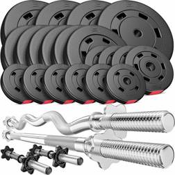 Hop-Sport Kunststoff Hantelset 105 kg mit Langhantel, SZ-Stange und Kurzhanteln