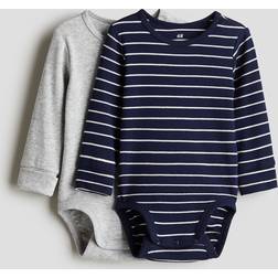 H&M Baby 2er-Pack Langarm-Bodys zum Mitwachsen Blau 62 (2-4M)