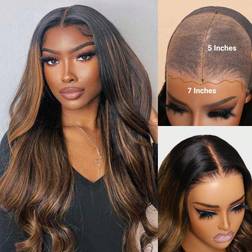 Shein Bye Bye Knots Wear Go Glueless Wig Brown Balayage Highlight Human Hair Lace Font Wig D Body Wave For Women