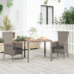 Dkd Home Decor Gartentisch Mit Holzplatte Grau Poly Rattan & Massivholz Akazie