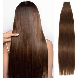 Shein Tape In Hair Extensions Human Hair Color Chocolate Brown Inch Seamless Double Sided