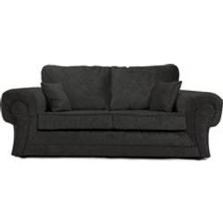 Furnishings For Less UK Chelsea Black Crushed Velvet Large 3 Seater Rolled Arms Sofa