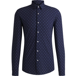 HUGO BOSS P Hank S Kent Printed Performance Stretch Jersey Shirt - Dark Blue