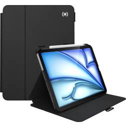 Speck New iPad Air 11 Case (2024) 6th/5th/4th Gen with Pencil Holder, Drop & Camera Protection, Slim Multi Range Stand, Balance Folio - Black/Black/White