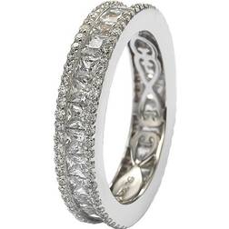 Suzy Levian Princess Cut Eternity Band Ring - Silver/Transparent