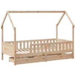 vidaXL Sängram Med Lådor För Barn 90x190 Cm Massiv Furu
