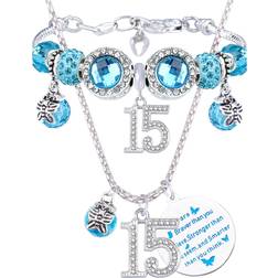 EmmasByEmma Meant2Tobe 15th Birthday Jewelry Set - Silver/Blue/Transparent