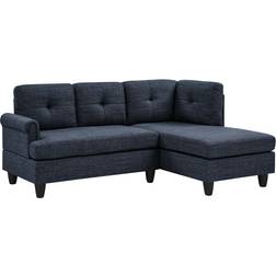 Lark Manor Sectional Solid Blue Sofa 78" 3 Seater