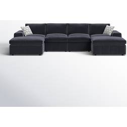 Greyleigh Anchoretta 6 Piece Sectional Dark Gray Polyester Sofa 134" 4 Seater