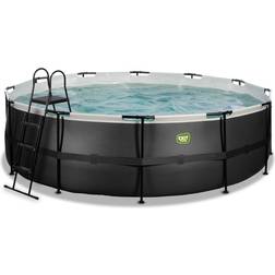 EXIT Svart Leather Pool Ø450X122Cm Med Filterpump Svart