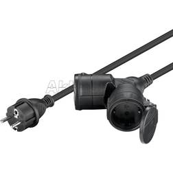 Goobay Outdoor Double Extension Cable, 5 m, black, 5 m, black safety plug (type F, CEE 7/7) 2x safety socket I lager, forväntat leveransdatum hos dig 27-09-2024