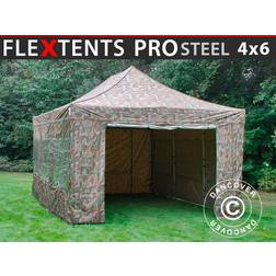 Dancover Foldetelt FleXtents Easy Up Pavillon PRO Steel 4x6 m Camouflage/Militær, inkl. 8 Sider