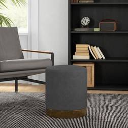 Homcom Modern Round Corduroy Footstool Charcoal Grey Foot Stool
