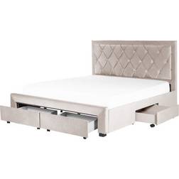 Beliani Letto Contenitore Velluto Beige 180 x 200 cm