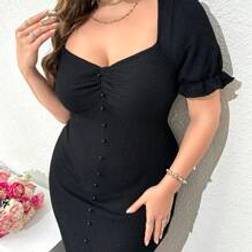 Shein Women Solid Color Simple Plus Dress