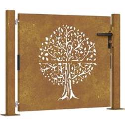 vidaXL Garden Gate Fence 105x80 cm Corten Steel Tree Design