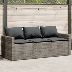 vidaXL 3-personers Havesofa Med Hynder Polyrattan Grå Sofa