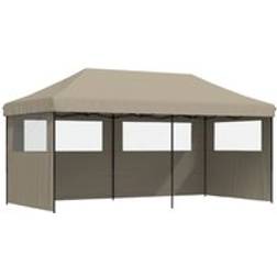 vidaXL Partytent Inklapbaar Pop-Up Met 3 Zijwanden Taupe