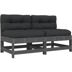 vidaXL Midtermoduler Til 2 Stk Med Hynder Massivt Fyrretræ Grå Sofa