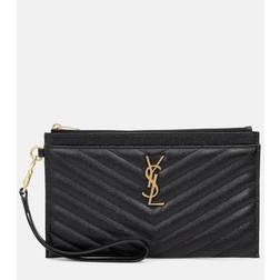 Saint Laurent Monogram Large Leather Pouch - Black