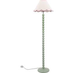 ValueLights Bobbins Natural and Pink Scallop Shade 144 cm H x 39 cm W x 39 cm D Floor Lamp