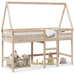 vidaXL Loft Bed With Ladder And Roof 80 x 200 cm Solid Wood Pine