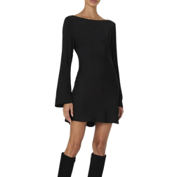 French Connection Ennis Satin Longsleeve Mini Dress - Black