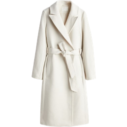 H&M Coat with Tie Belt - White