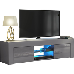 Creative Furniture Modern Free LED Dark Grey Matt Body & Gloss Doors TV Bench 130x35cm