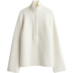 H&M Zip Top Rib Knit Jumper - Cream