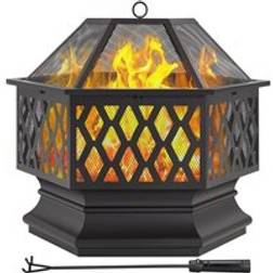 Yaheetech 26' Hex-Shaped Fire Pit Fire Bowl, Black