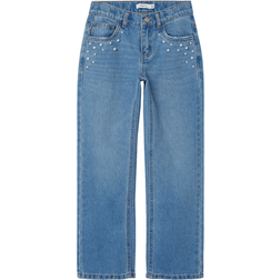 Name It Girl's Straight Leg Jeans - Medium Blue Denim